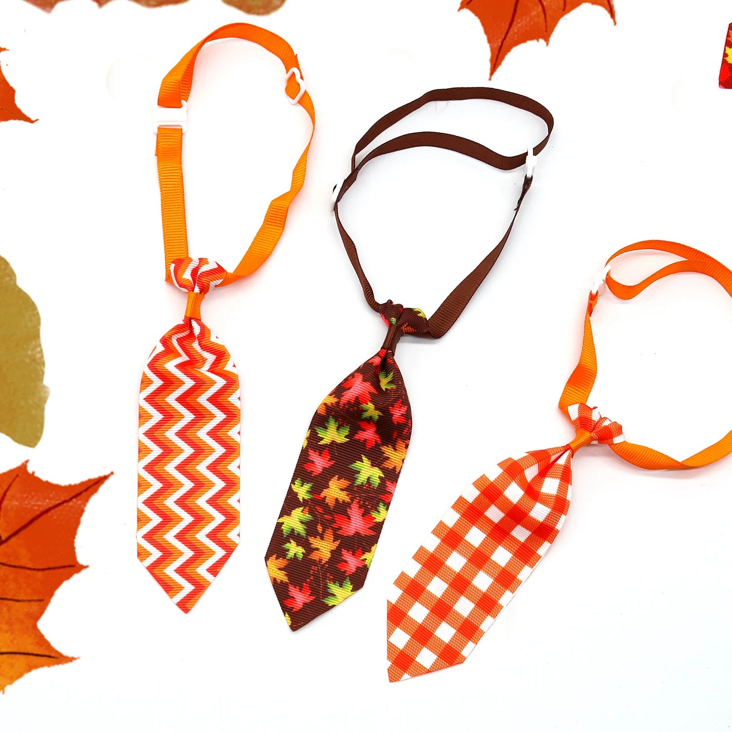 10PCS Fall Pet Dog Bow Tie Grooming Thanksgiving Dog Neckties With Pumpkin Adjustable Dog Collar Small Dog Autumn Pet Supplies