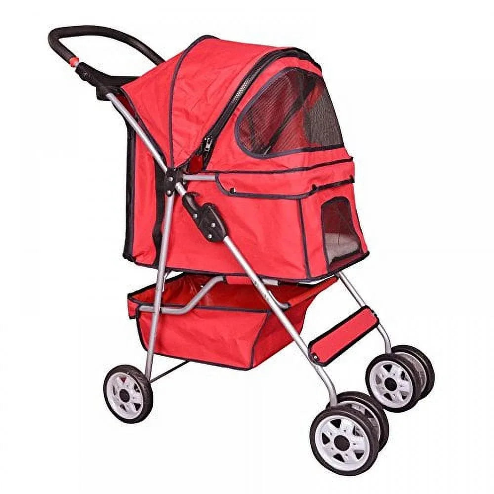 3 Wheels Pet Stroller Dog Cat Stroller for Small Medium  Travel Folding Carrier rotated 360°,have hooded Peak Top Window