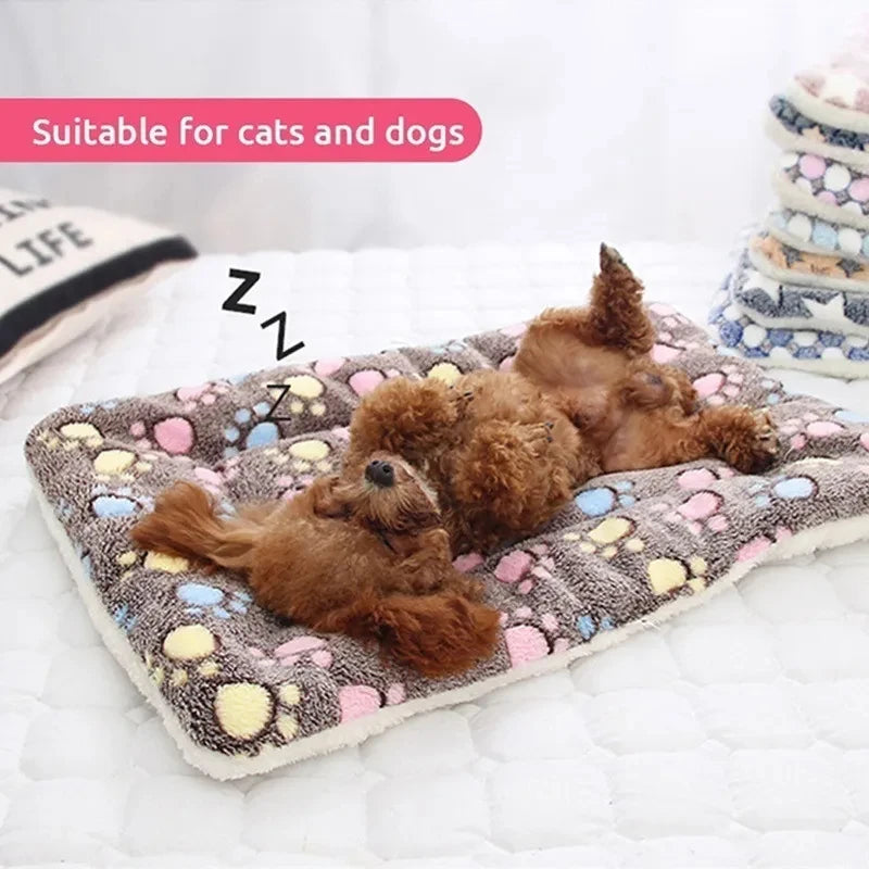 Pet Cushion Fall And Winter Warm Dog Kennel Cat Dog Printing Blanket Non-Slip Seat Cushion Dog Supplies