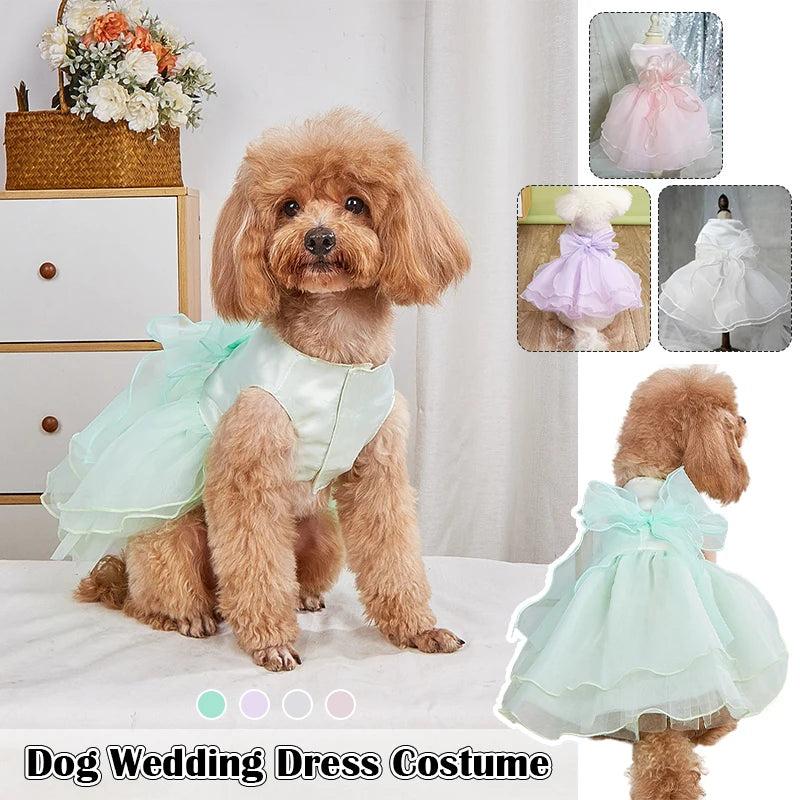 Luxury Dog Clothes Wedding Dress Prom Party Princess Dresses for Small Dogs Puppy Cat Costume White Pet Supplies New