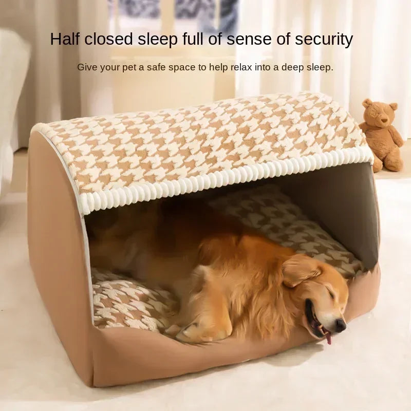 New Autumn and Winter Dog Thousand Birds Check Large Dog Golden Retriever Big Deep Sleep Cat Kennel Pet Kennel Gifs Bed