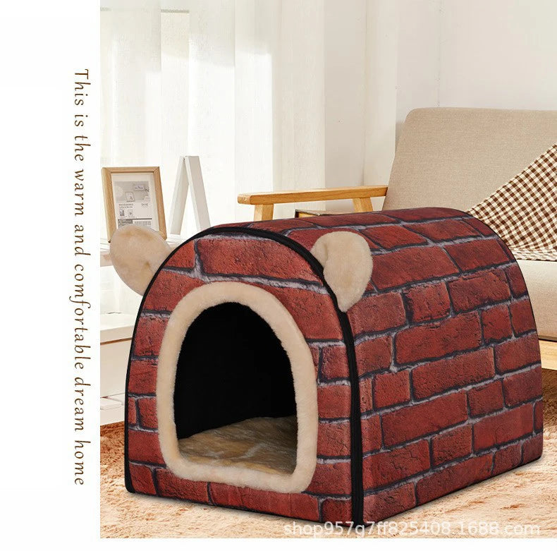 Dog Winter House Cold Weather Dog House With Flexible Fabric Door Cozy Puppy Bed House Detachable Washable For Medium Dog