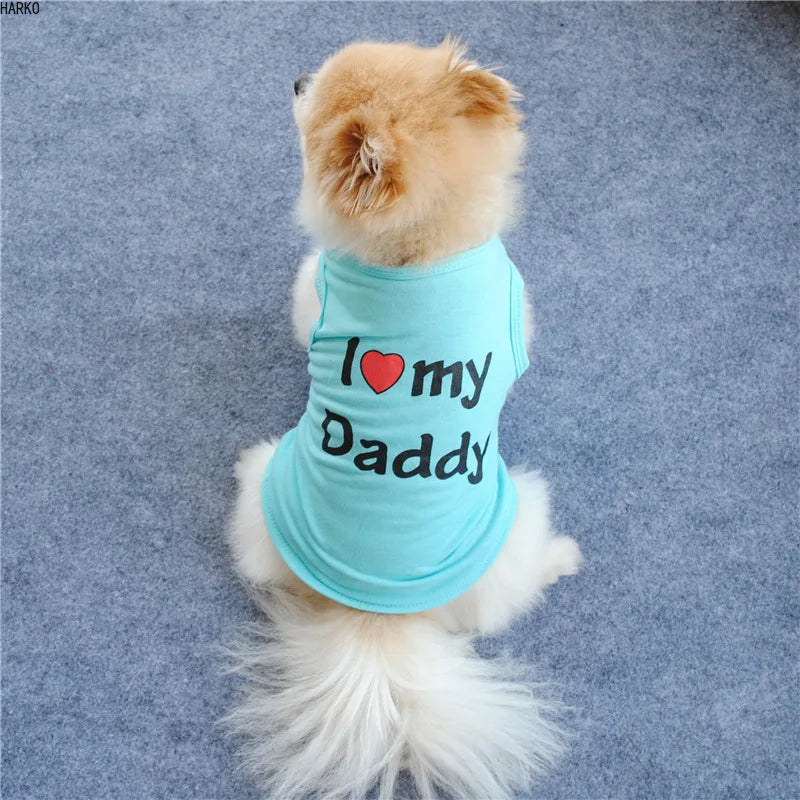 T-shirt d'été imprimé mignon pour animaux de compagnie, vêtements pour chiots, chiens, chats, gilet en coton, vêtements pour carlins, costumes pour chiens, vêtements pour petits chiens