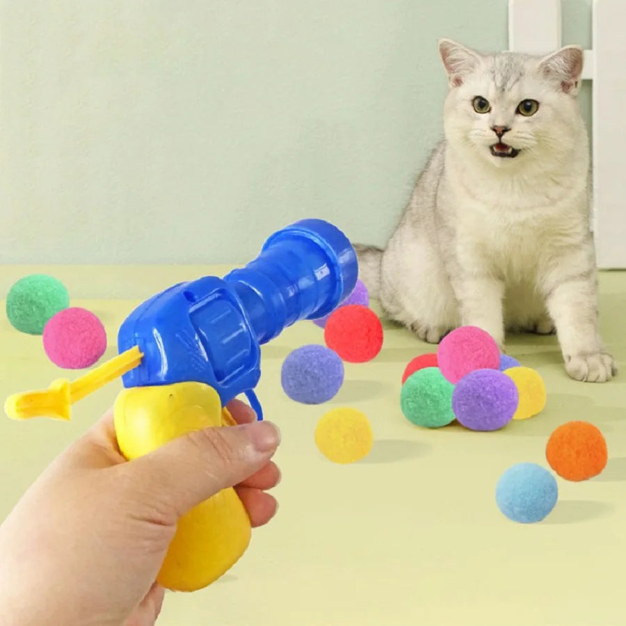 Cat Plush Ball Shooting Gun Relieving Depression Self Hi Silent Ball Cat Toy Plush Ball Micro Elastic Static Sticking Plush Ball