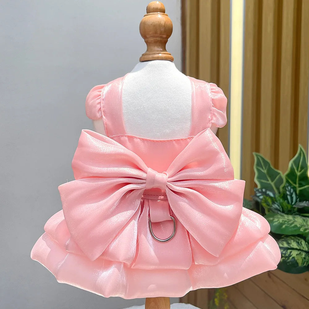 Pet Wedding Dress Dress Bow Skirt Dog Cat Clothing Pull Teddy Bears Spring/Summer Puppy Clothes Dog Clothes for Small Dogs