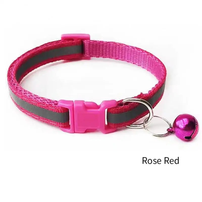 1PC Colors Reflective Breakaway Cat Collar Neck Ring Necklace Bell Pet Products Safety Elastic Adjustable Pet Reflective Collar