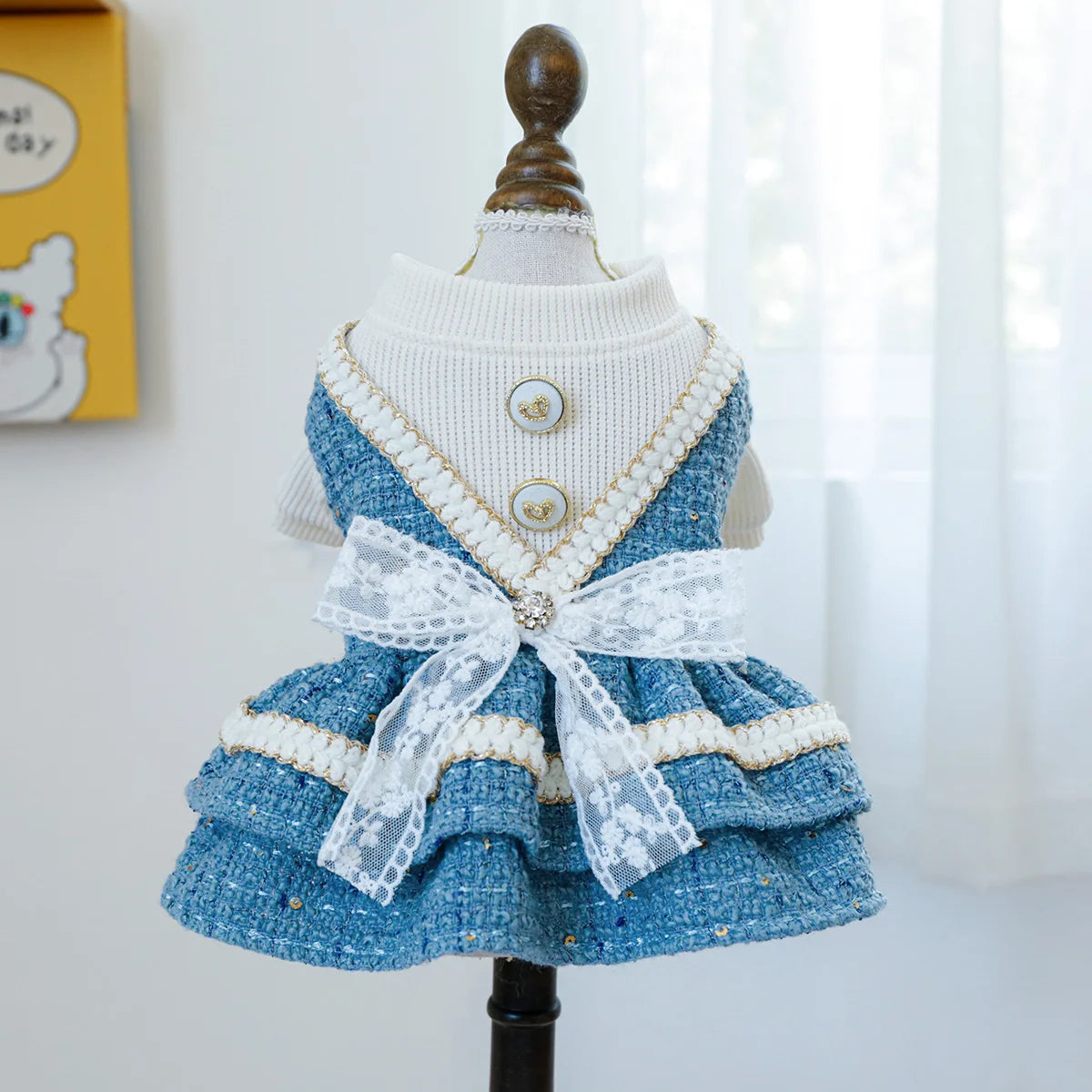 1PC Pet Clothing Autumn/Winter Thick Blues Noble Dress Princess Dress Suitable for Small and Medium sized Dogs