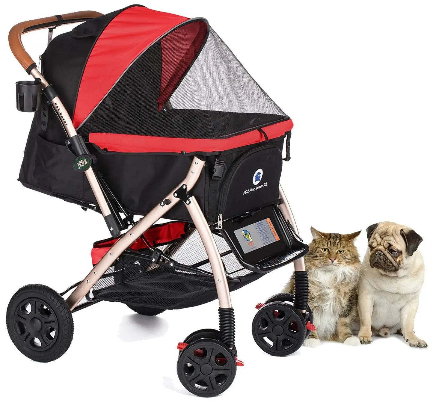 Pet Rover XL Extra-Long Premium Heavy Duty Dog/Cat/Pet Stroller Travel Carriage with Convertible Compartment