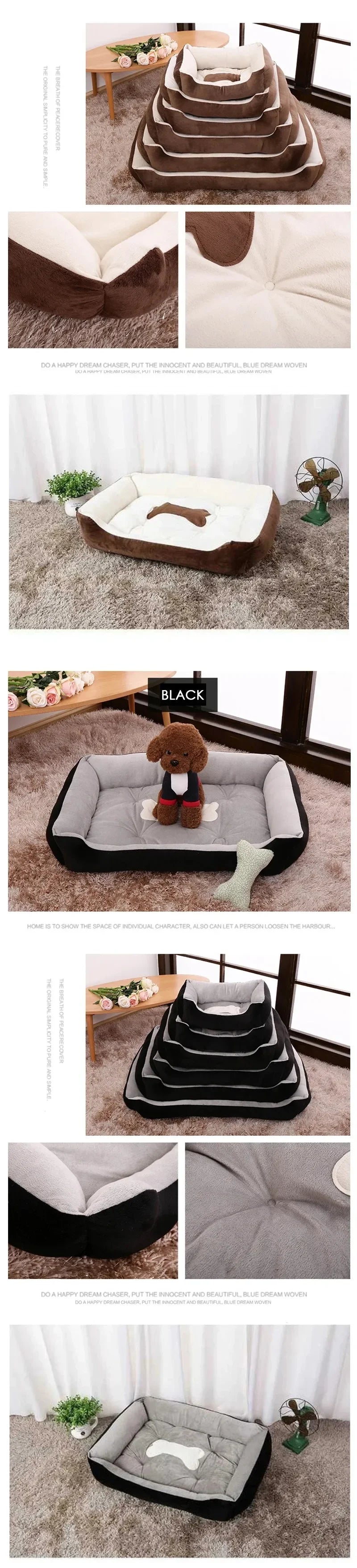 1PC Cat Bed for Dog/Cat Pet Soft Square Dog Bed Plush Puppy Sofa Mat Pet Nest Kennel for Small Medium Dogs Sofa with Blanket