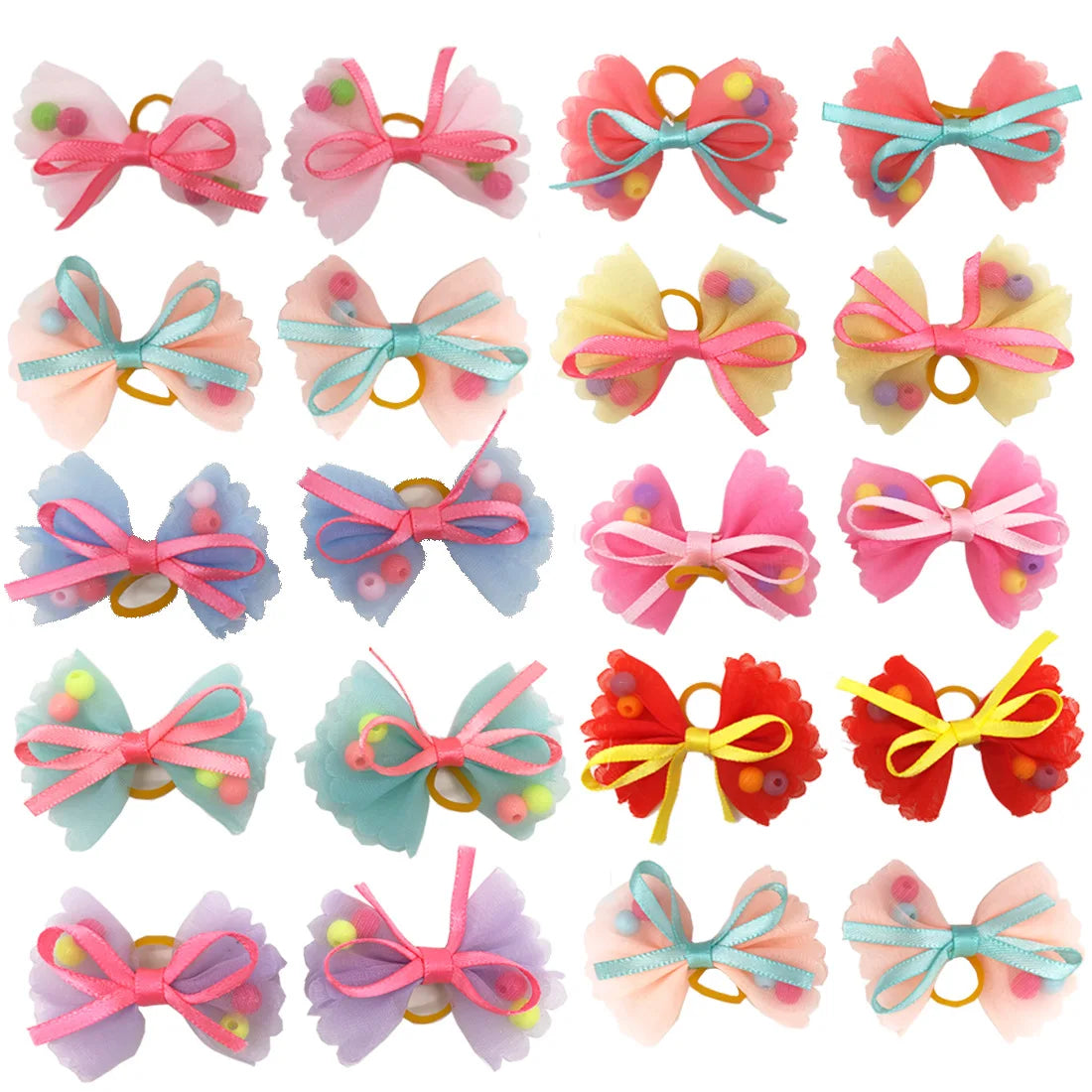 10/20/30Pcs Dog Hair Bows Pet Bows Christmas Grooming Plaid Dogs Bowkont With Rubber Band Small Dogs Party Hoilday Pet Supplies