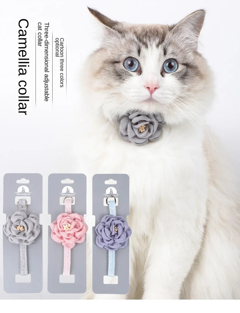 Collier réglable pour animaux de compagnie, joli nœud, collier durable pour chat, collier pour chaton, collier pour chat, chiot, bouton de sécurité, fournitures cadeaux pour animaux de compagnie