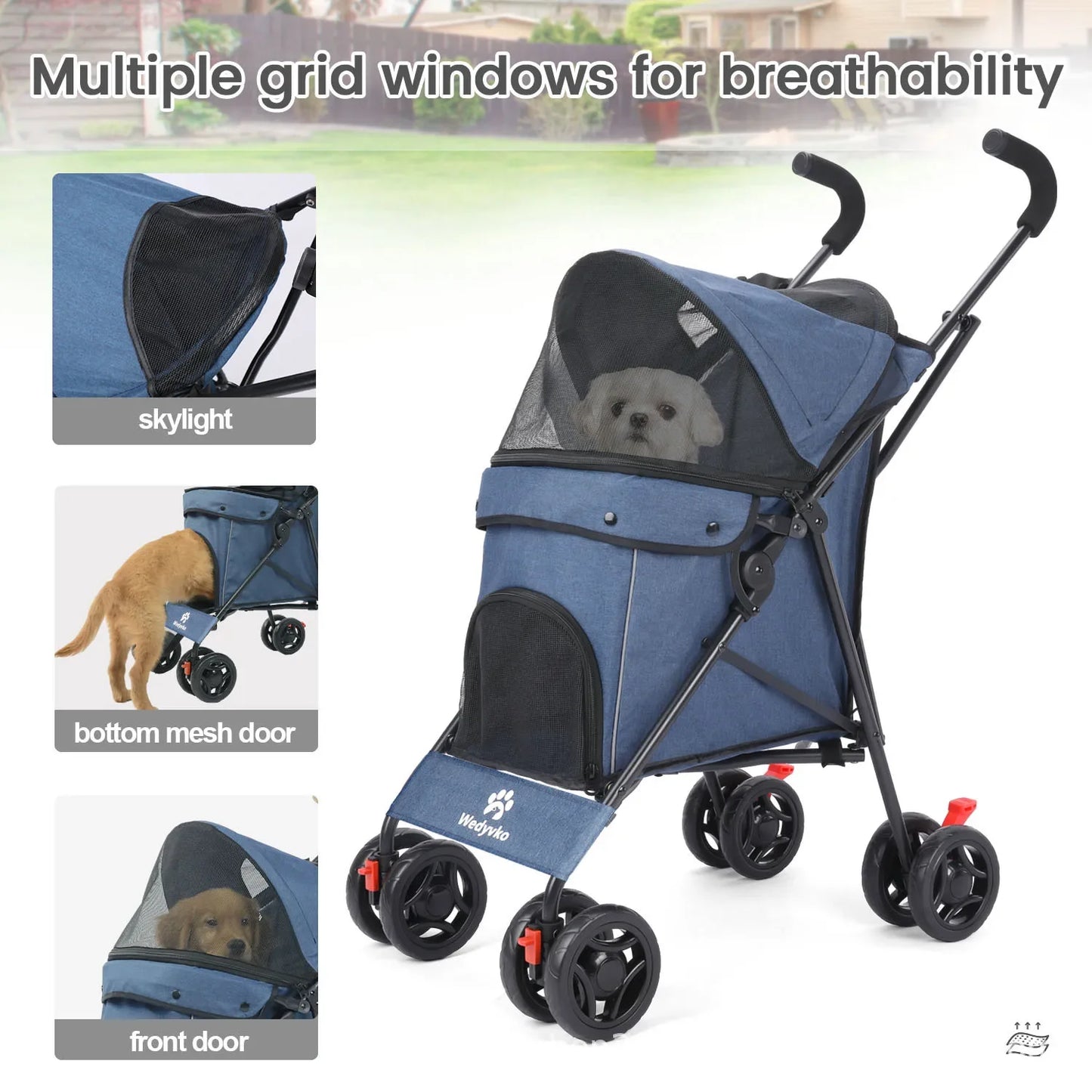 Pet Cart Dog Cat Teddy Go Out Small and Medium Portable Multi-function Folding Travel Cart