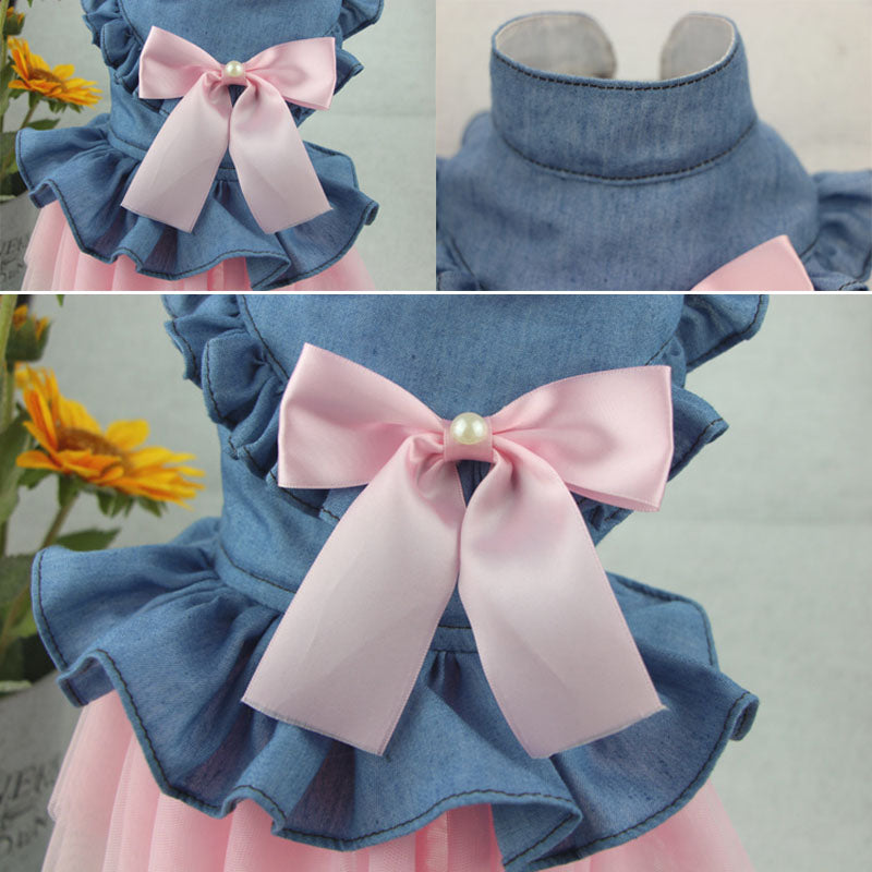 Dog Pet Dress Wedding Puppy Bowknot Dresses Clothing Spring Summer Pets Clothes Bowknot Spring Summer Dress Clothing Dog Dress