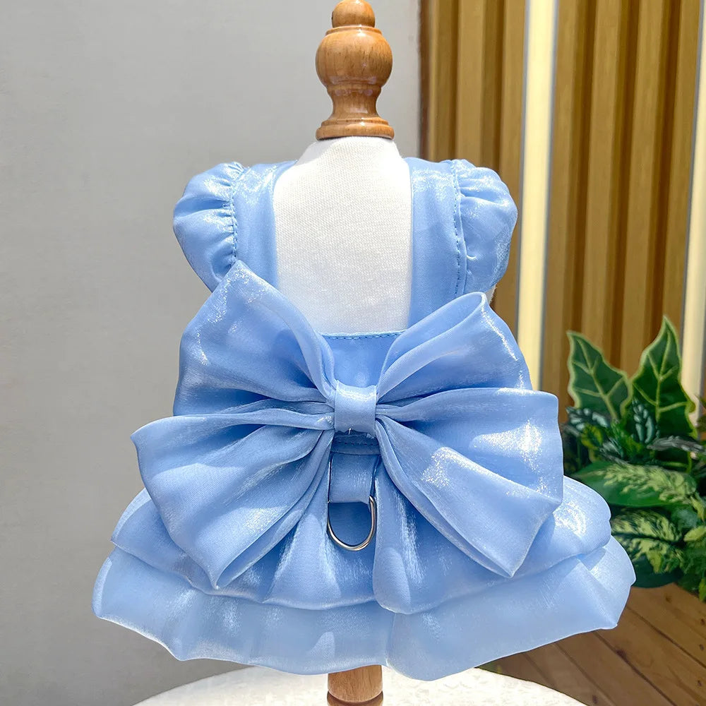 Pet Wedding Dress Dress Bow Skirt Dog Cat Clothing Pull Teddy Bears Spring/Summer Puppy Clothes Dog Clothes for Small Dogs