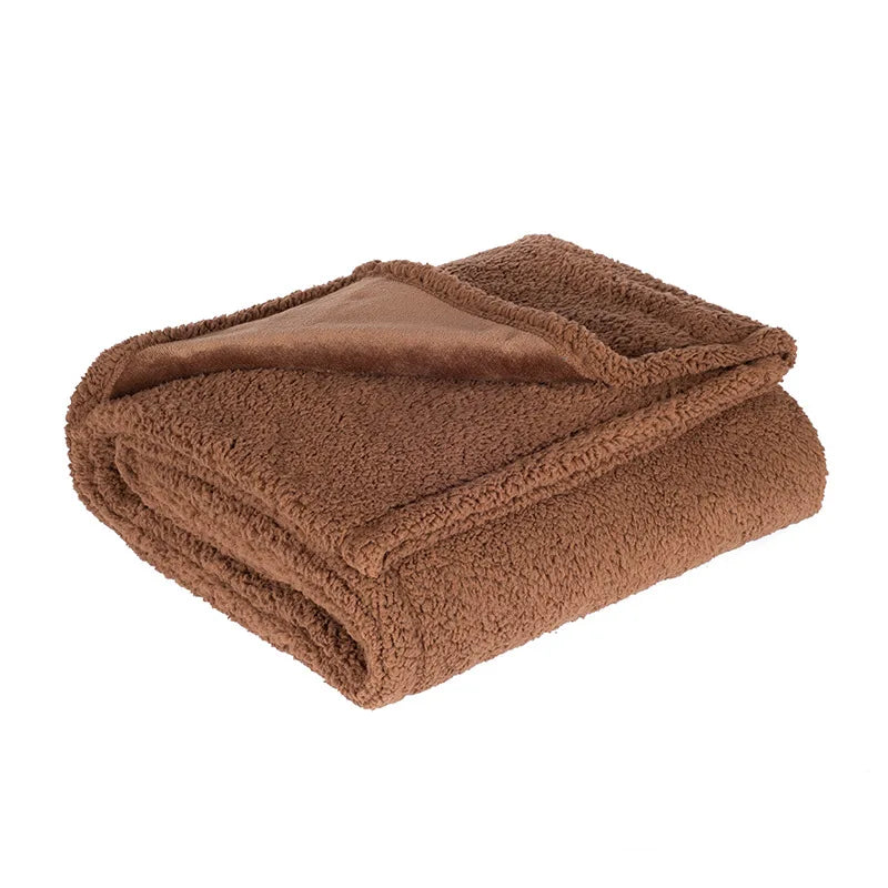 Sofa Bed Blanket Double Sided Sherpa Wool Furniture Protector Waterproof Pet Blanket Liquid Urine Resistant Dog