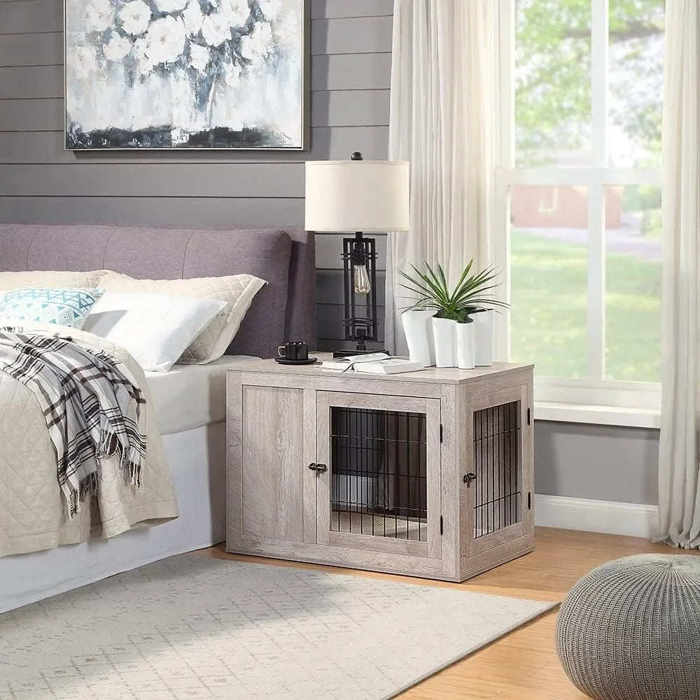 Furniture Style Dog Crate for Medium Dogs Indoor Aesthetic Puppy Kennel with Door Modern Decorative Wood Wire Pet House