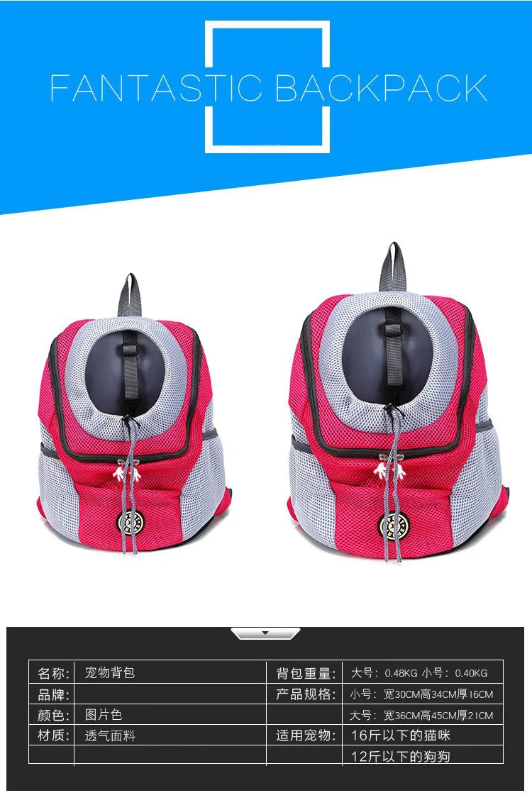 New Double Shoulder Portable Travel Backpack Outdoor Pet Dog Carrier Bag Pet Dog Front Bag Mesh Backpack Foldable Cat Carrier