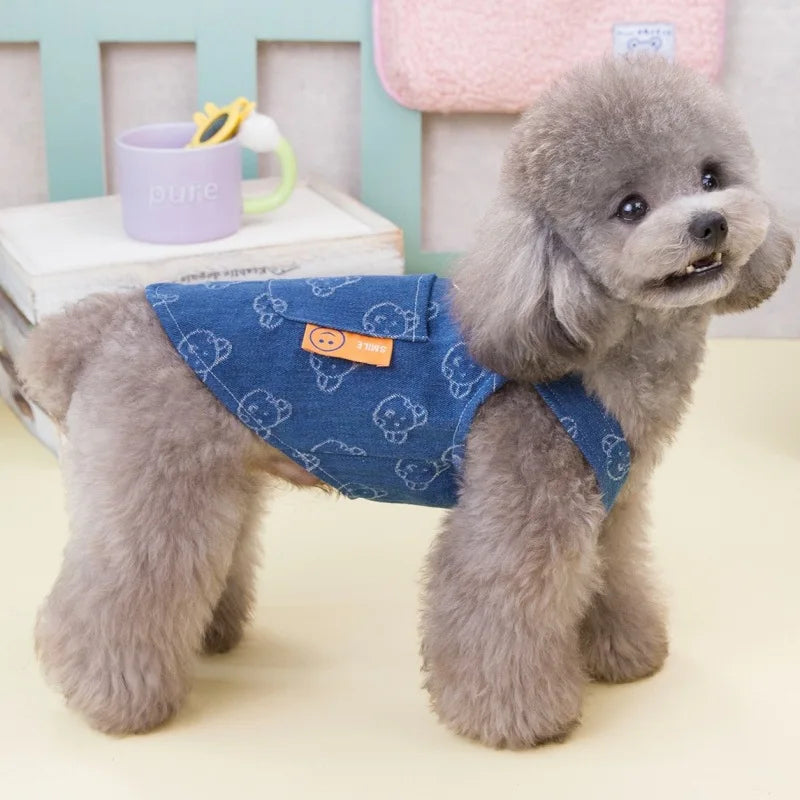 Love Jeans Costume Pet Denim Dress for Dogs Small Dog Harness Vest Luxury Dog Suspender Skirt Cute Print Puppy Clothes Dropship