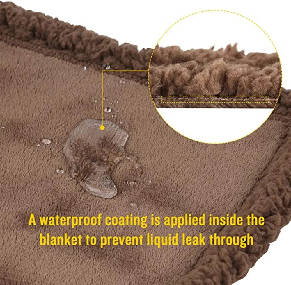 Sofa Bed Blanket Double Sided Sherpa Wool Furniture Protector Waterproof Pet Blanket Liquid Urine Resistant Dog