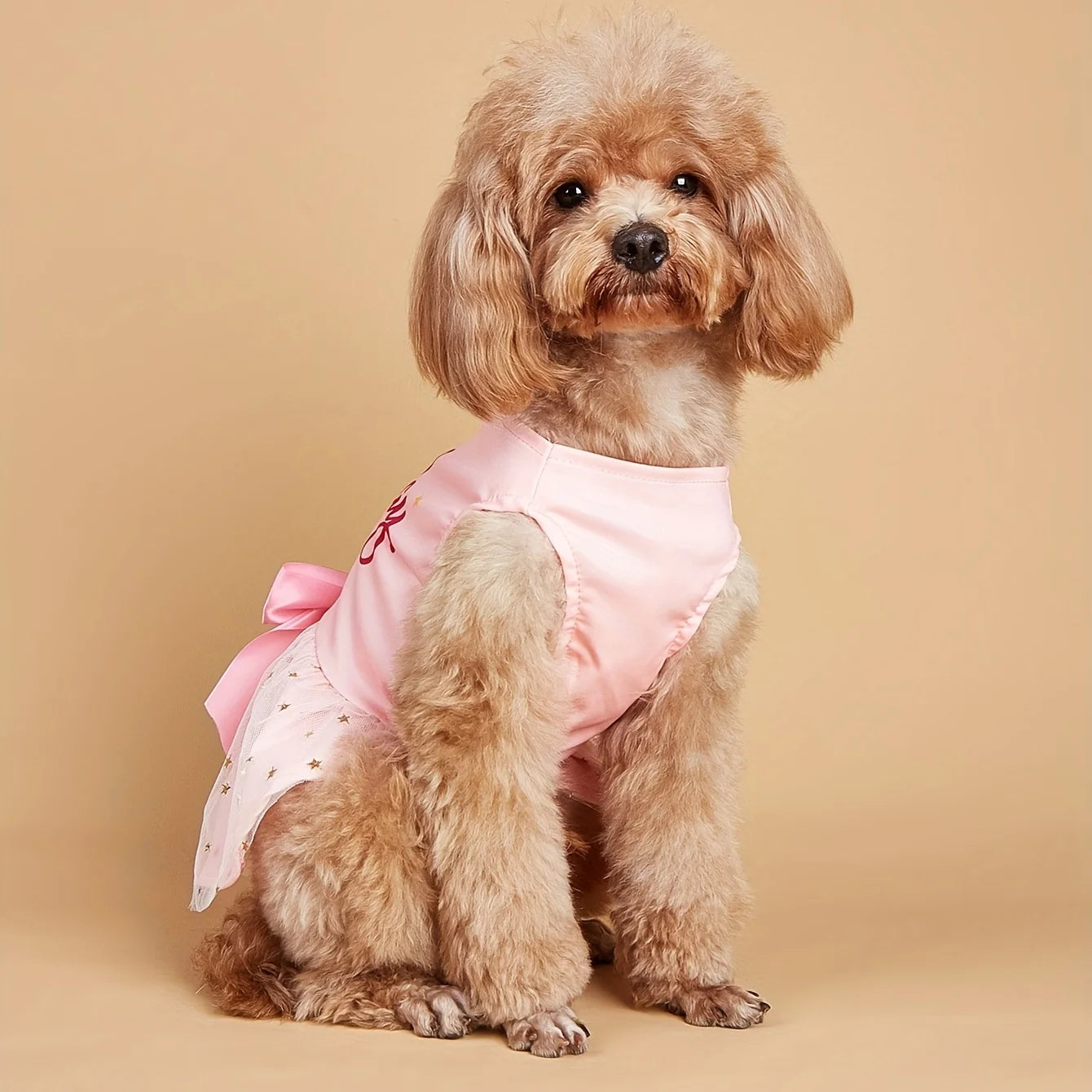 Dog Dress Girl Dog Clothes Pet Apparel Doggie Pink Bowknot Tulle Cat Sequin Clothing Pup Dresses Doggy  Attire Birthday