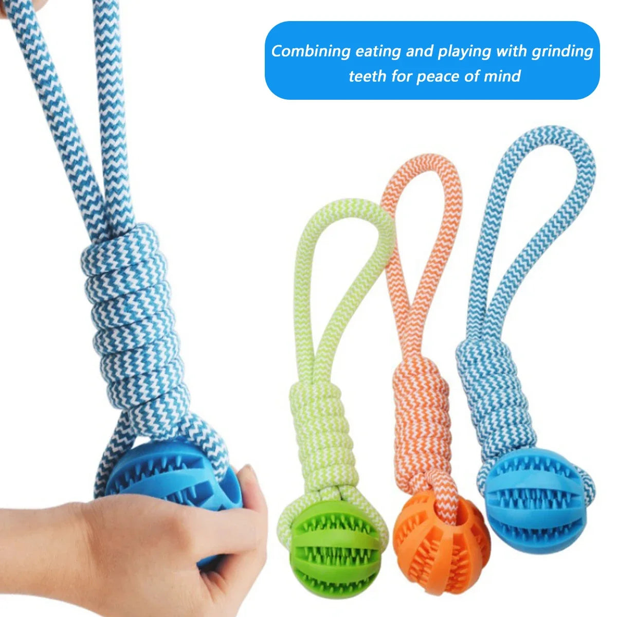 Dog Toys Balls Interactive Treat Rope Rubber Leaking Balls for Small Medium Dogs Chewing Bite Resistant Pet Tooth Cleaning