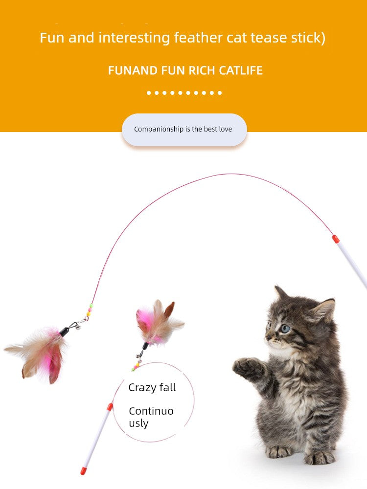 Bite-Resistant with Bell Relieving Stuffy Handy Gadget Steel Wire Cat Teaser