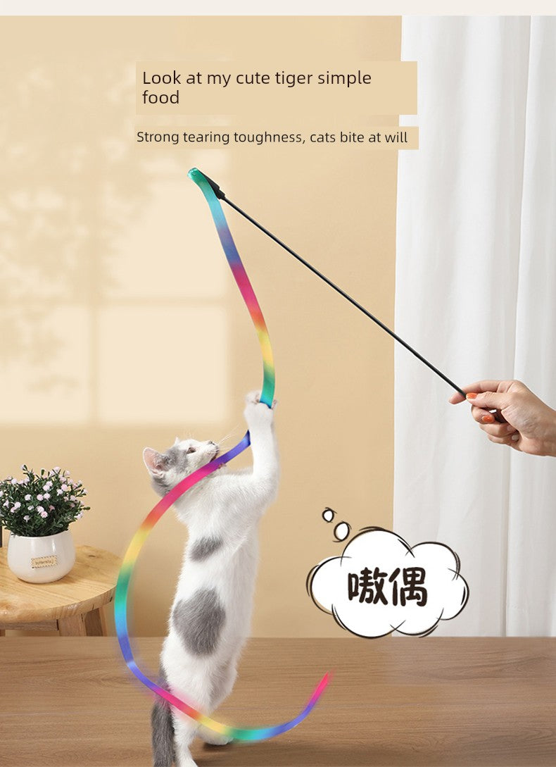 Bite-Resistant Long Brush Holder Ribbon Self-Hi Relieving Stuffy Handy Gadget Cat Teaser