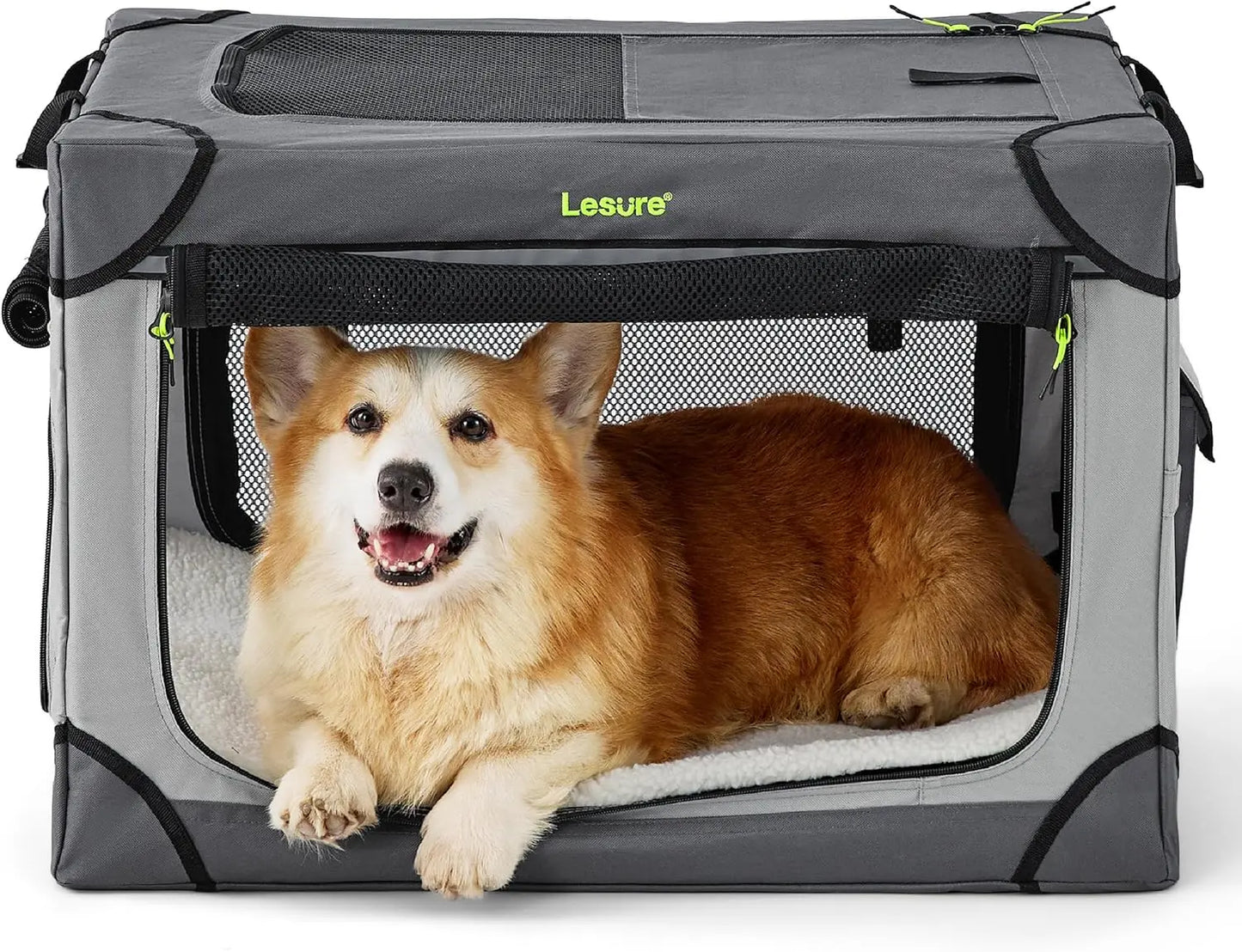 Lesure Soft Collapsible Dog Crate - 26 Inch Portable Travel Dog Crate for Small Dogs Indoor & Outdoor, 4-Door Foldable Pet Kenne