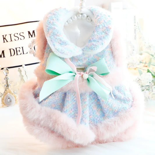 Autumn Winter Dog Cat Princess Dress Sweet Bowknot Cat Dog Skirt Clothes Tutu Dress for Dogs Puppy Teddy Chihuahua