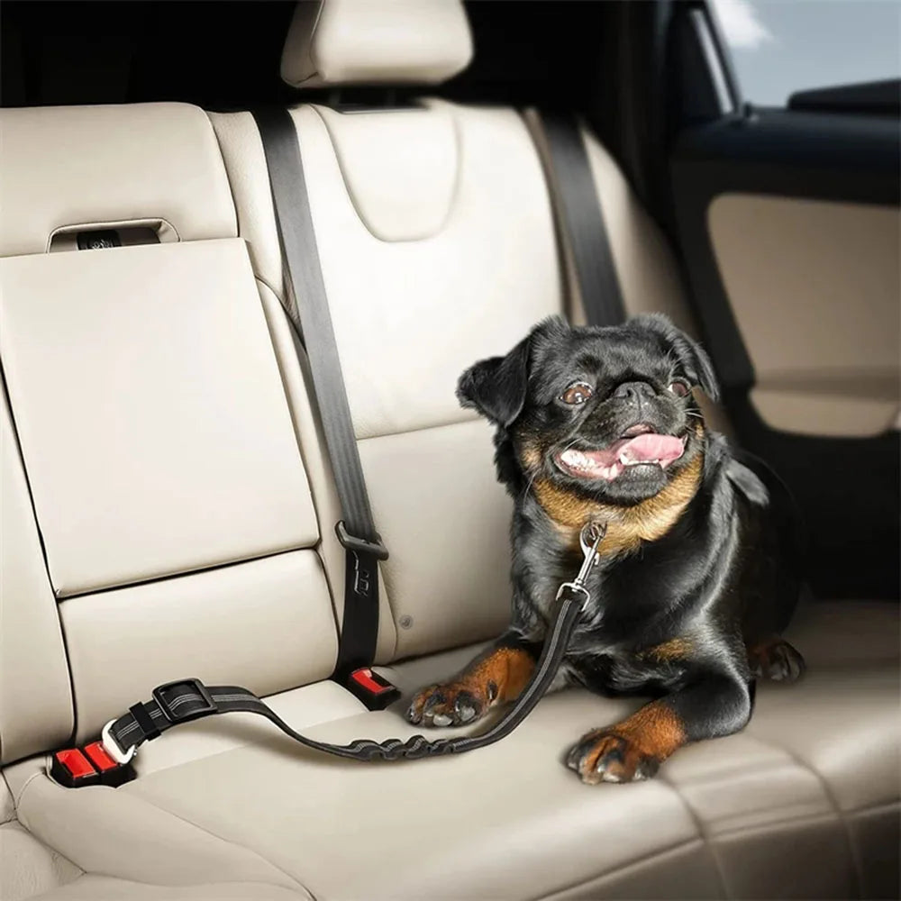 Pet Dog Car Seat Belt Retractable Buffer Elastic Reflective Safety Traction Rope Dog Leash Harness Dogs Dog Accessories Supplies