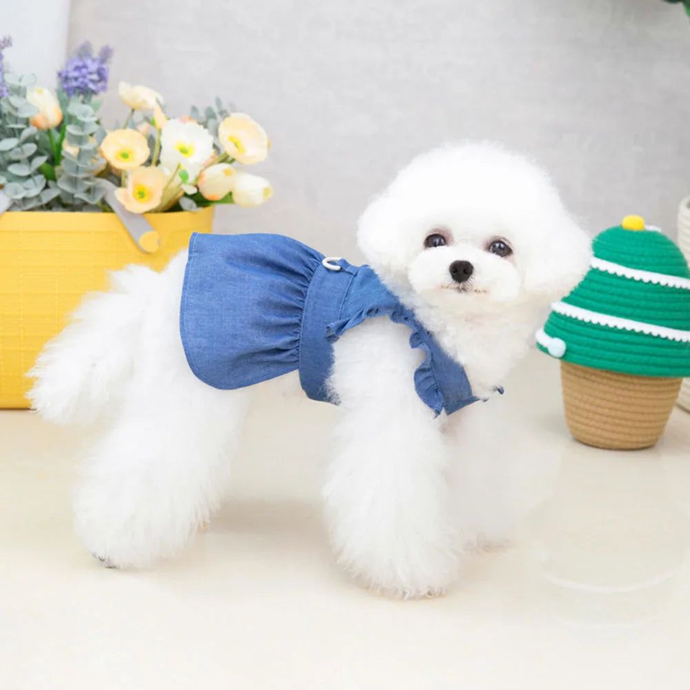 Dog Dress Puppy Luxury Skirt Dog Clothes Princess Dresses Wedding Evening Dress Tutu Skirt Denim Skirt for Small Dogs Clothing