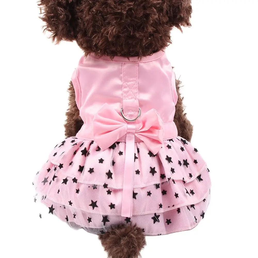 Dog Cat Dress Shirt Bow&Stars Design Pet Puppy Skirt Spring Summer Apparel 2 Colors