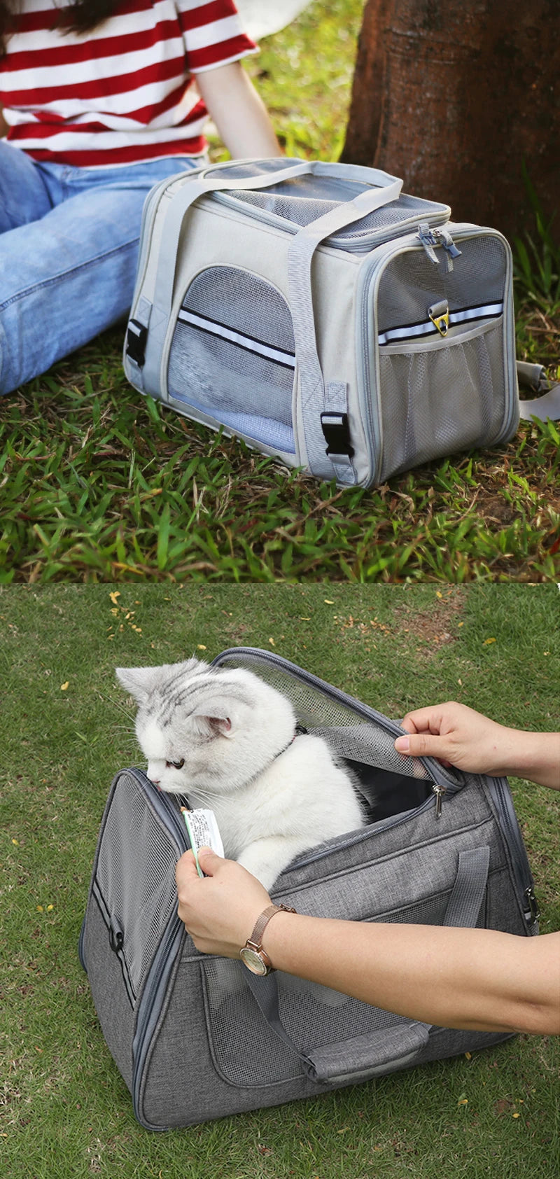 Portable Dog Cat Carrier Bag Pet Puppy Travel Bags Breathable Mesh Foldable Cats Dog Handbag Travel Pet Bag Transport Bag