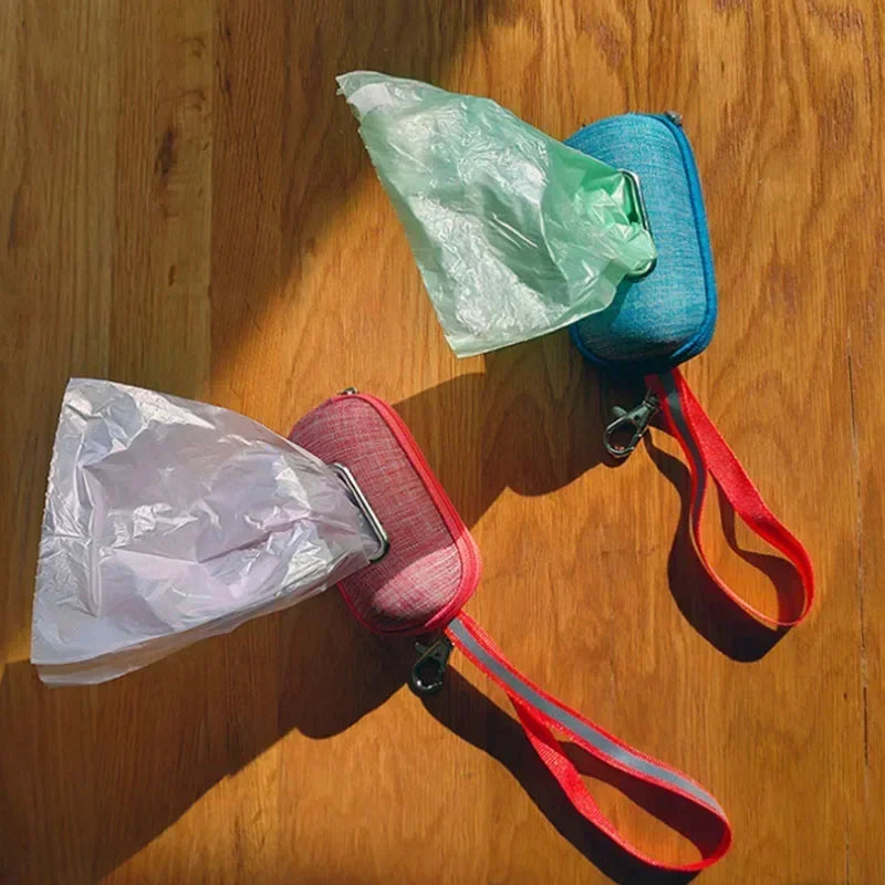 Portable Pet Dog Poop Bag Dispenser Pick-Up Bags Holder With Rope Cleaning Waste Garbage Box