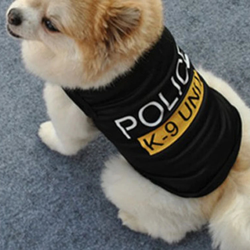 Dog Vest Polices Suit Cosplay Dog Clothes Soft Dog T-Shirt Summer Breathable Vest For Chihuahua, Pomeranian, Pugs, Maltese