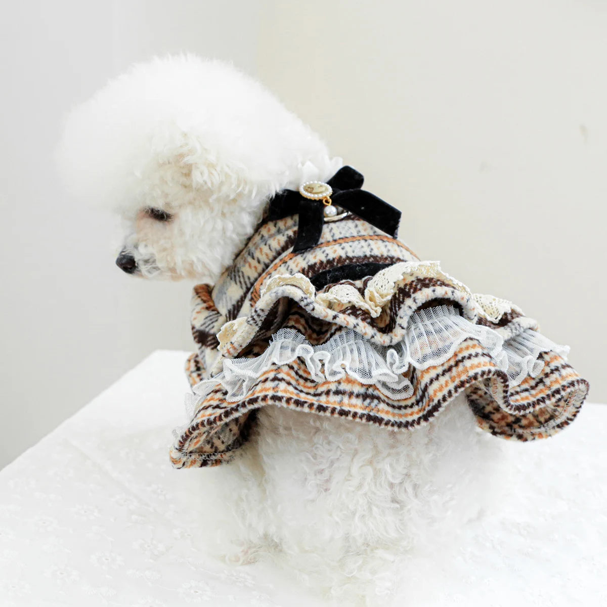 1PC Pet Clothing Spring and Autumn Maillard Dress Wedding Princess Dress Suitable for Small and Medium sized Dogs