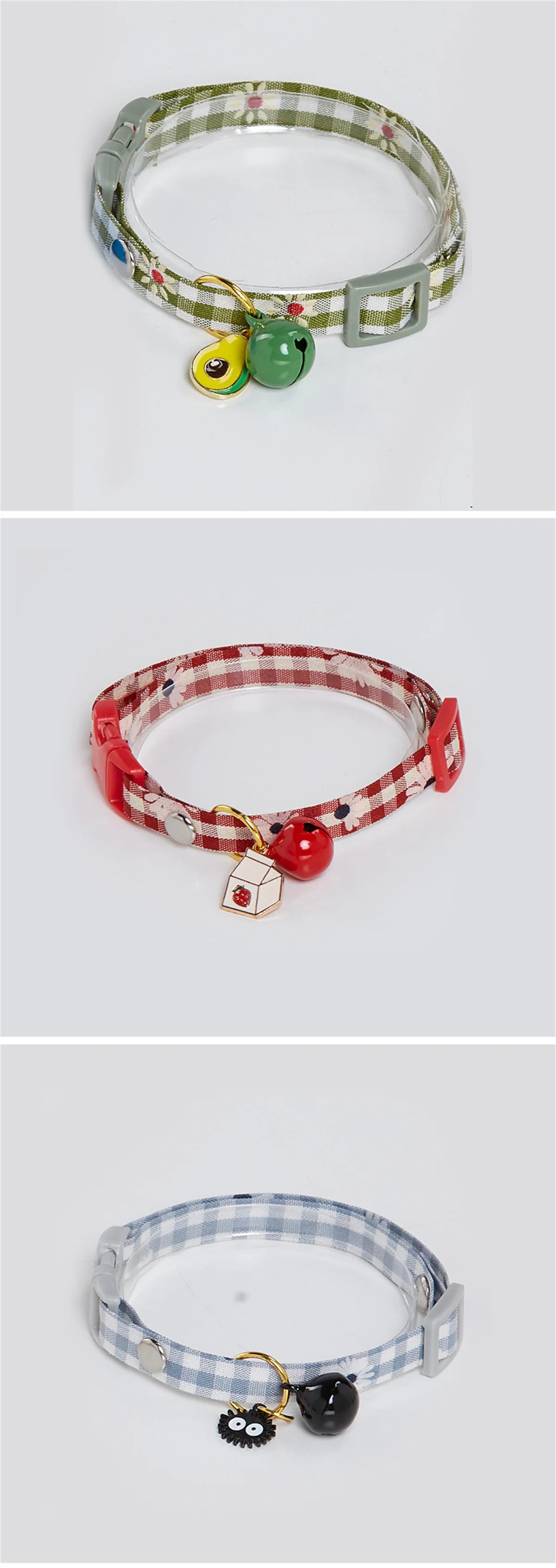 Collar Candy Avocado Pendant Cat Plaid Cat Collars Bell Cartoon Necklace Adjustable Collar for Cat Small Dog Pet Cat Accessories