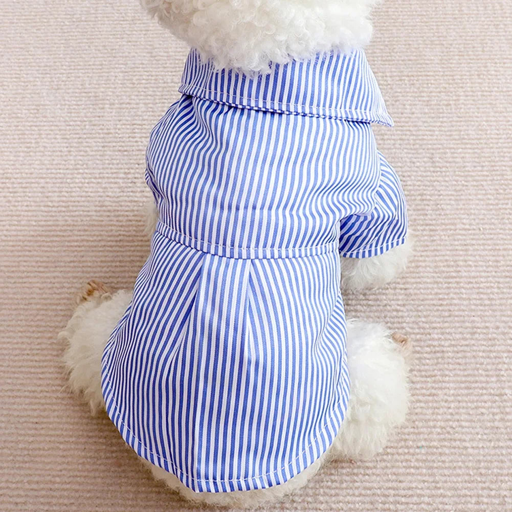 Pet Dog Clothes Bowknot Striped Shirts for Dogs Clothing Cat Small Thin Summer Blue Fashion Boy Girl Chihuahua Pet Products