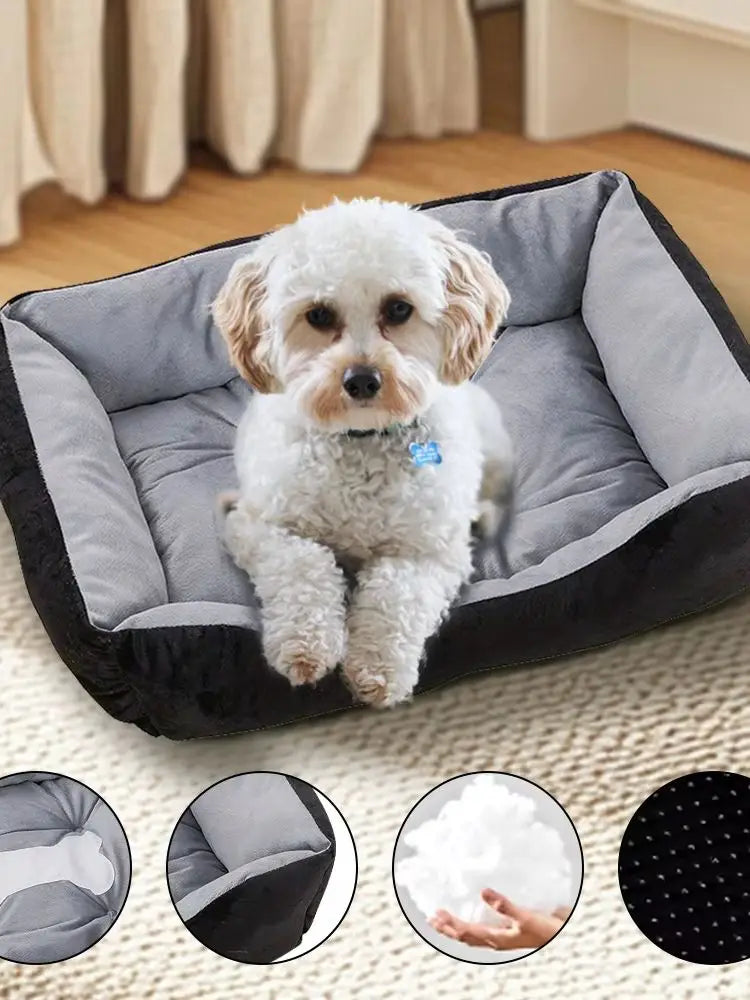 Warm Bone Pet Dog Bed Warm House Square Nest Washable House Pet Kennel For Small Medium Dogs Cats Puppy Dog Baskets