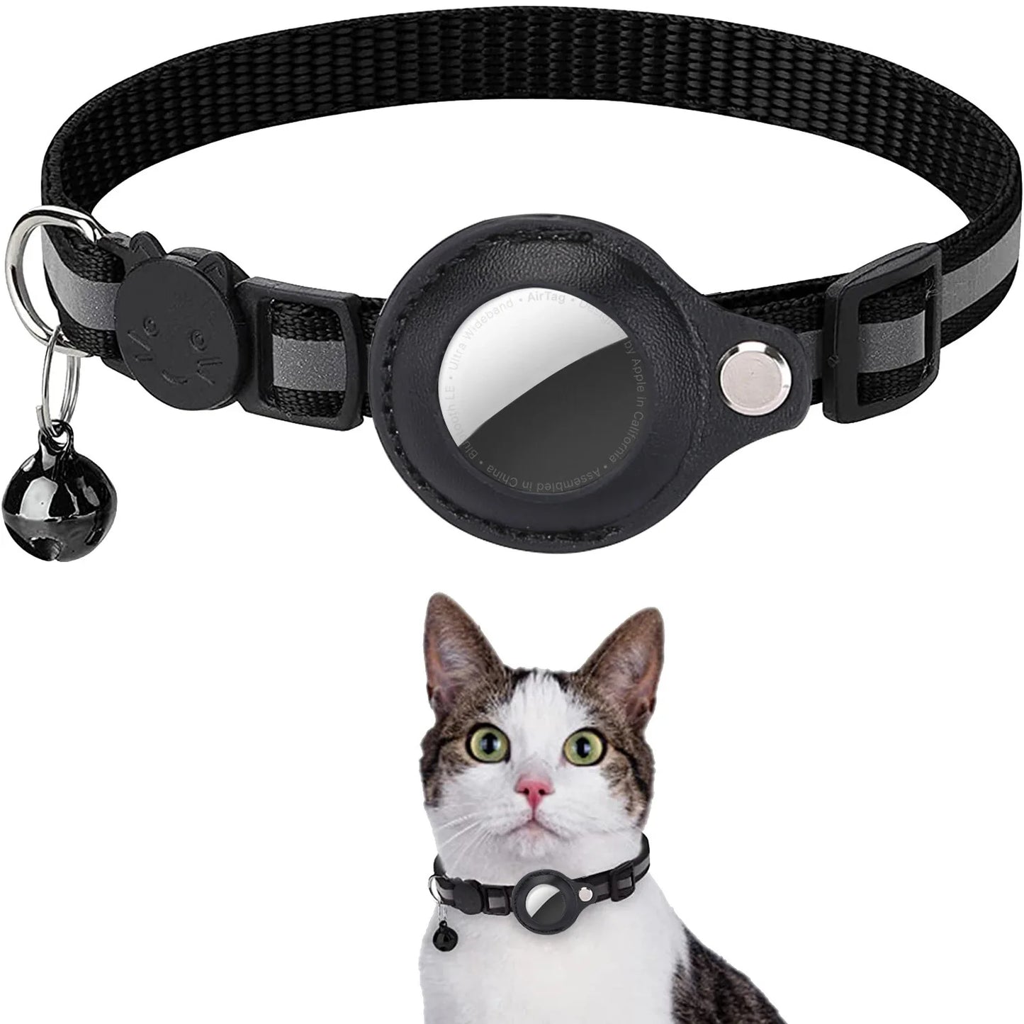 Porte-étiquette d'air pour chat, collier à bandes réfléchissantes détachables, collier réglable pour chaton, collier étanche pour chat, étui pour étiquette d'air pour animaux de compagnie