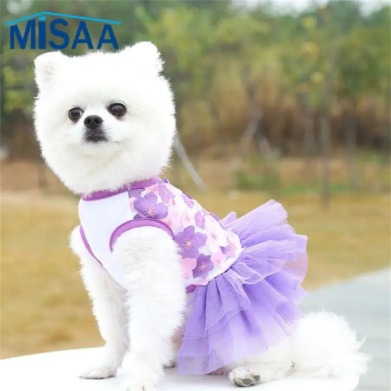 Pet Clothes Comfortable Cute Chiffon Pets Summer Dresses Pet Dog Dress Beauty Breathable Washable Dog Accessories Dog Clothes