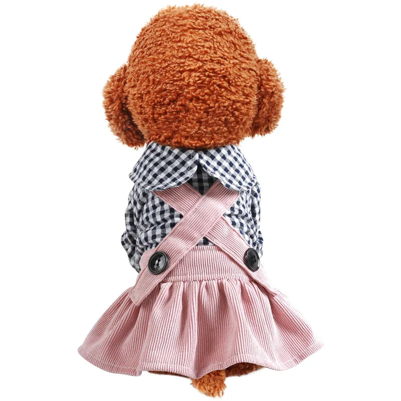 PETCIRCLE Dog Clothes Black Button Plaid Dress For Small Medium Dogs Cat Spring Summer Pet Clothing Dog Costume Supplies Skirt