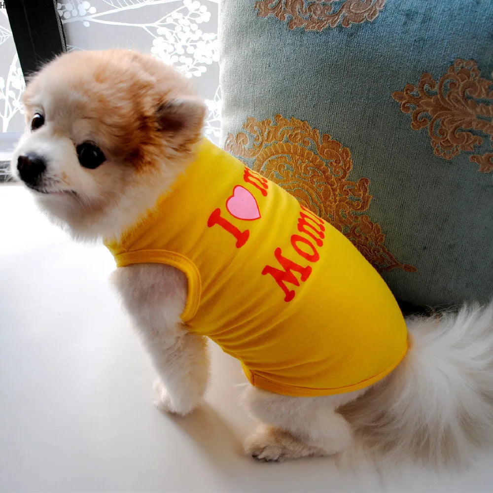 T-shirt d'été imprimé mignon pour animaux de compagnie, vêtements pour chiots, chiens, chats, gilet en coton, vêtements pour carlins, costumes pour chiens, vêtements pour petits chiens