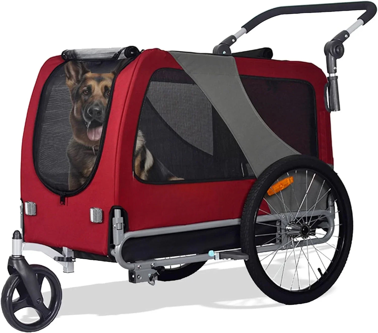 Premium Large/XL Pet Bike Trailer & Stroller for Large Sized Dog or Multiple Small Dogs,Low Center of Gravity Easy Folding Frame