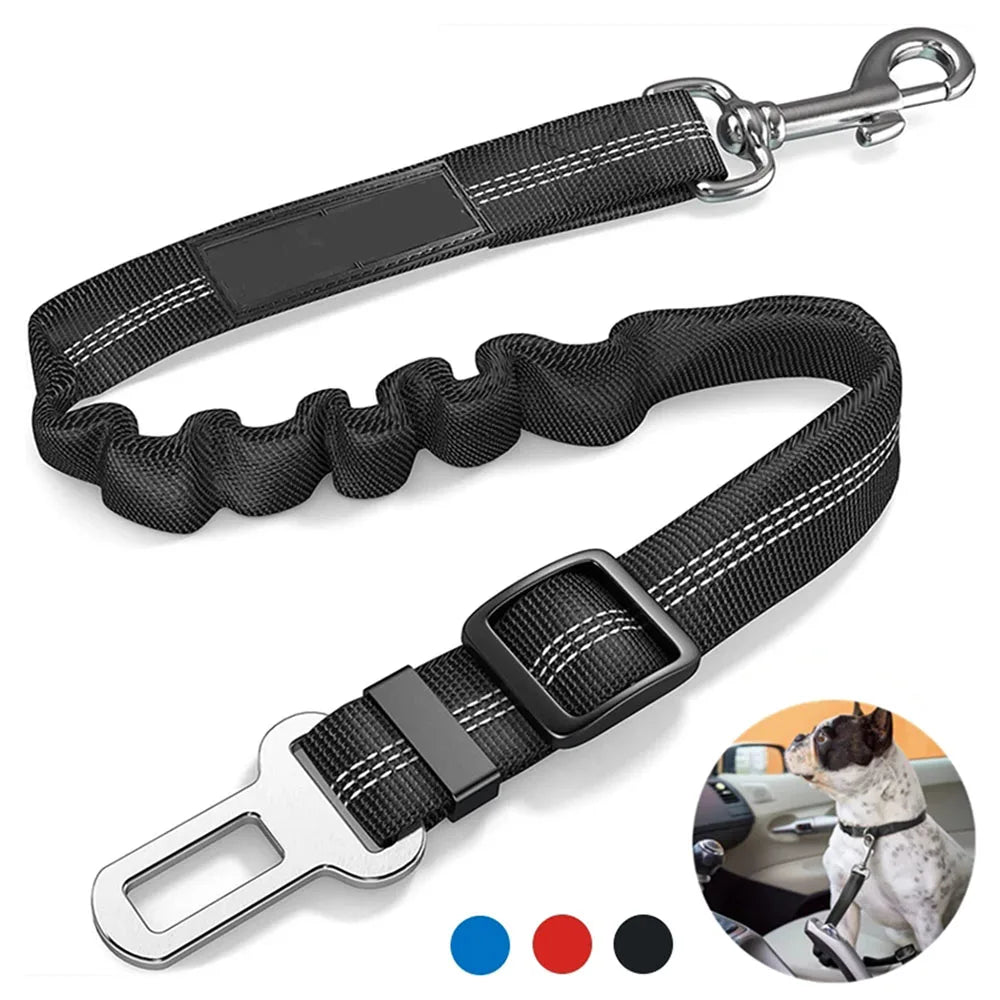 Pet Dog Car Seat Belt Retractable Buffer Elastic Reflective Safety Traction Rope Dog Leash Harness Dogs Dog Accessories Supplies