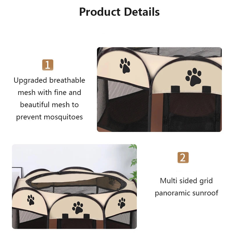 1pc Pet Octagonal Cage Fence Pet Tent Scratch Resistant Oxford Cloth Foldable Cat And Dog Bed All Year Round Universal