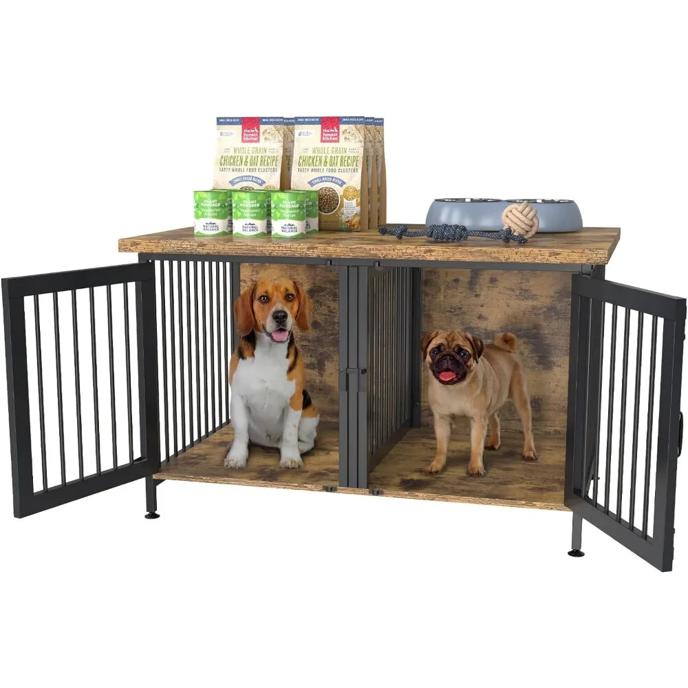 Cage double pour chien avec séparateur pour 2 petits chiens ou 1 chien, cage d'intérieur pour chenil avec panneau amovible (dimensions intérieures : 36,2 po l x 24,5 po P x 21 po H)