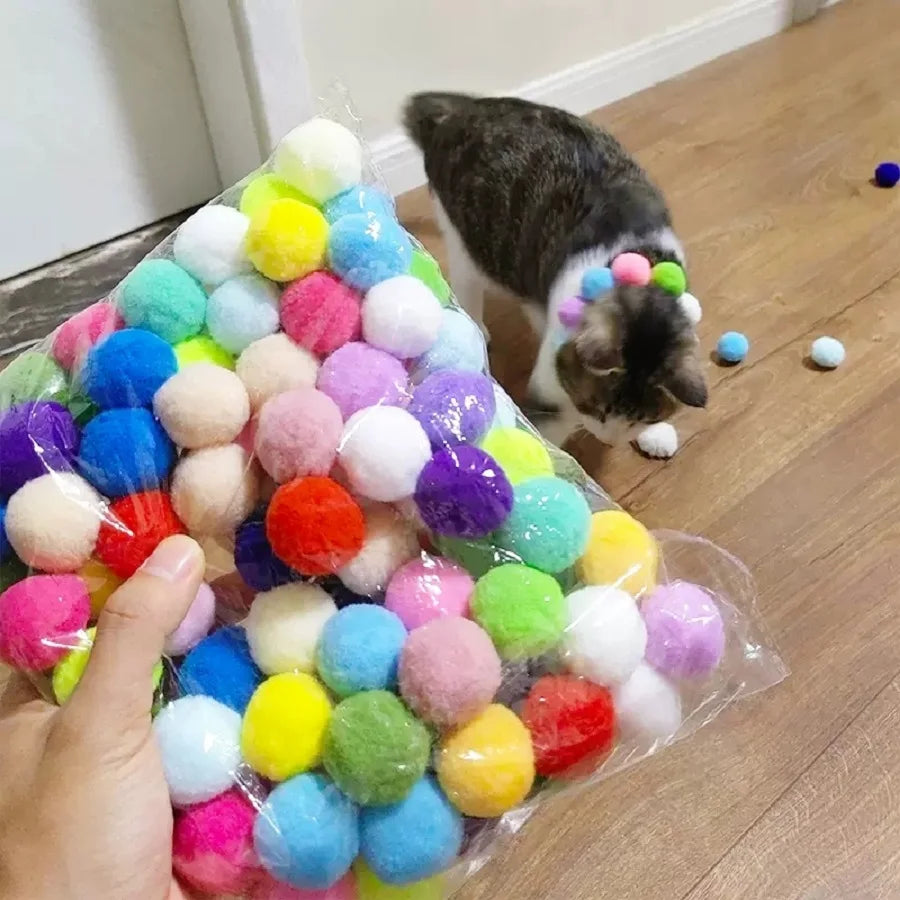 Cat Plush Ball Shooting Gun Relieving Depression Self Hi Silent Ball Cat Toy Plush Ball Micro Elastic Static Sticking Plush Ball