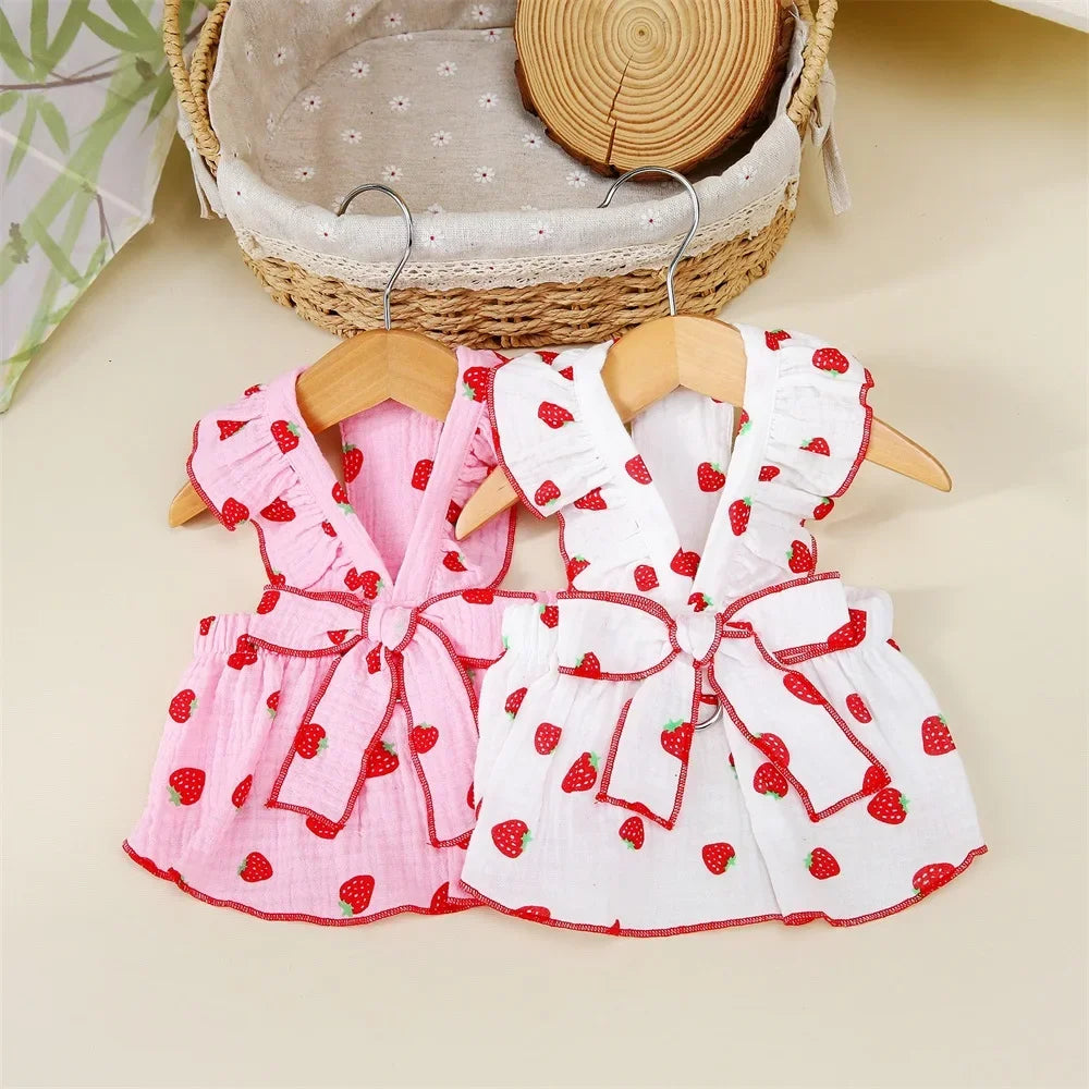 Strawberry Pattern Summer Dress for Dog Pet Clothing Dog Suspender Skirt Cats Puppy Cute Dog Costume Supplies