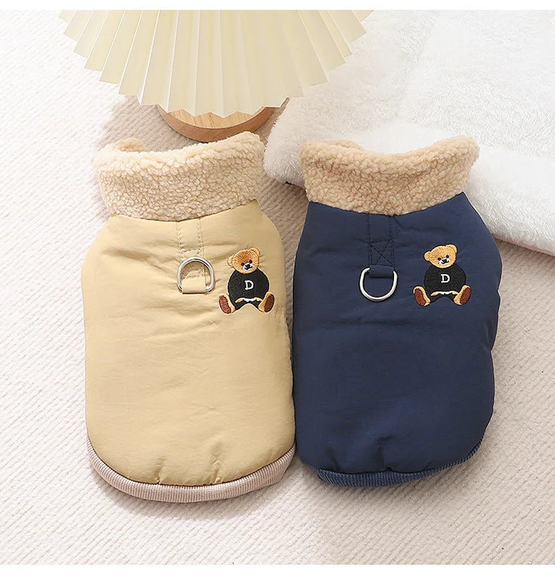 Dog Pet Clothing Bear Traction Jackets for Dogs Clothes Cat Small Winter Velvet Thickening Fashion Boy Yorkshire Accessories